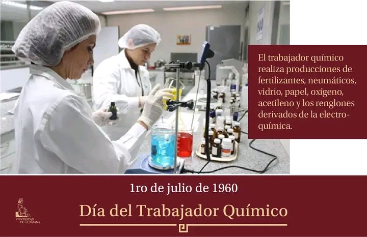 JorgeMadrigalD's tweet photo. El Día del Trabajador Químico es una celebración que en #Cuba se realiza el 1 de julio. ¡Felicidades! a todos los hombres y mujeres dedicados a esta profesión. #CiegodeAvila @DeZurdaTeam_ @CubaMES @EdMartDiaz https://t.co/14QyxTE2mv