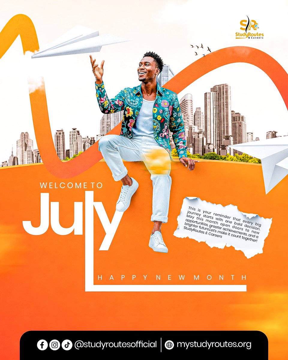 StudyRoutesng's tweet photo. Happy New Month! 

Welcome to July, a fresh opportunity to take one step closer to your study abroad dreams. Whether you're planning to study, work, or travel abroad, this could be the month that changes everything.

Let's make July count. Your global journey starts here! https://t.co/Wi0TGy8WFx
