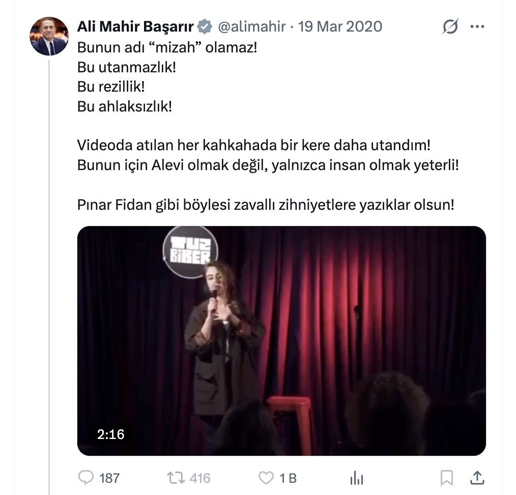 NekadarolduTR's tweet photo. Unutmadık!

İslam ile dalga geçen Deniz Göktas için 
"Mizah yapıyor, gülmekten korkmayın" diyen cenah,

Alevîlerle ilgili espri yapan Pınar Fidan'ı linç etmişti. https://t.co/IsRh5Wy9OE