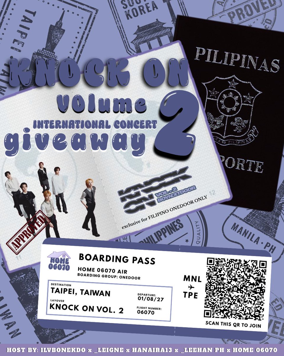 HOME06070's tweet photo. 🇵🇭 FILIPINO ONEDOOR THIS IS NOT A DRILL 🚨💙

Sending ONE DESERVING Onedoor to BOYNEXTDOOR’s KNOCK ON Vol.2 in Taipei 🎫🇹 Ticket + airfare + hotel + allowance, ALL INCLUDED 😭✈️

Apps OPEN now (read the T&amp;Cs first!)
🔗 https://t.co/xvwW0V3RPd

#BOYNEXTDOOR #KNOCKONVol2 #ONEDOOR https://t.co/WYC7nWZHKr