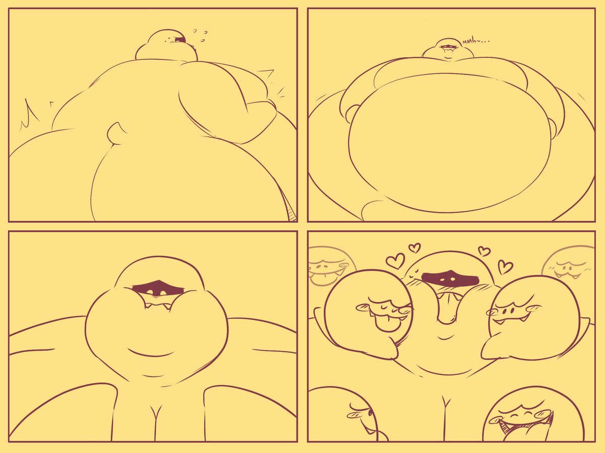 BunnyMunchie_'s tweet photo. [Remake (6/6)

In the end, you come to accept this new shape so completely soft and chubby with your new ghostly friends👻✨️ https://t.co/ORY5qw3M92