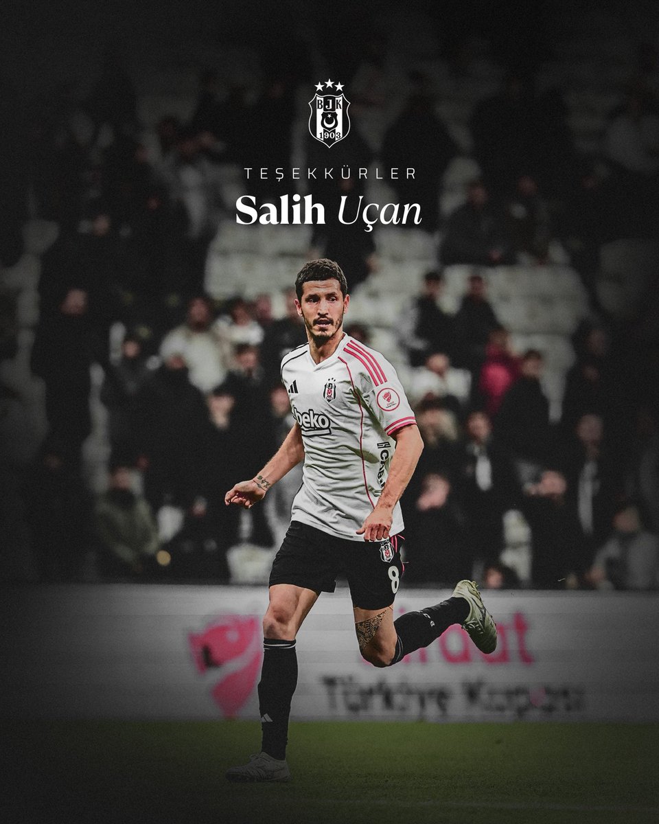 Besiktas's tweet photo. Salih Uçan'a Teşekkür Ederiz

2021-22 sezonunda takımımıza katılan, formamızı giydiği süre boyunca bir Türkiye Kupası ve iki Süper Kupa şampiyonluğumuzda pay sahibi olan Salih Uçan’a kulübümüze katkıları için teşekkür eder, bundan sonraki kariyerinde başarılar dileriz. https://t.co/LrxIoiLEUY