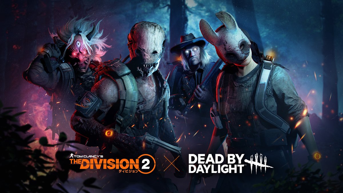 UBISOFT_JAPAN's tweet photo. 霧の中に足を踏み入れる覚悟は？

『ディビジョン2』×『Dead by Daylight』イベント開催！
コラボレーション限定のコスメティックアイテムが登場します。

イベント詳細🔗 https://t.co/Rz7KB8ZKWt https://t.co/POj4VzEtDA