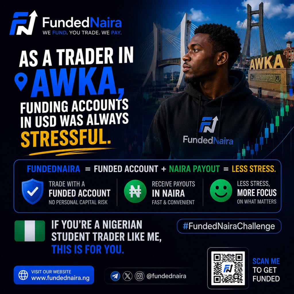 FundedNair8's tweet photo. As a trader in Awka, getting funded in USD always came with extra stress.

With FundedNaira, I can trade a funded account and receive payouts in Naira. 🇳🇬💙

If you’re a Nigerian trader or student looking for a simpler way to get funded, FundedNaira is worth checking out.

#FundedNairaChallenge #FundedNaira