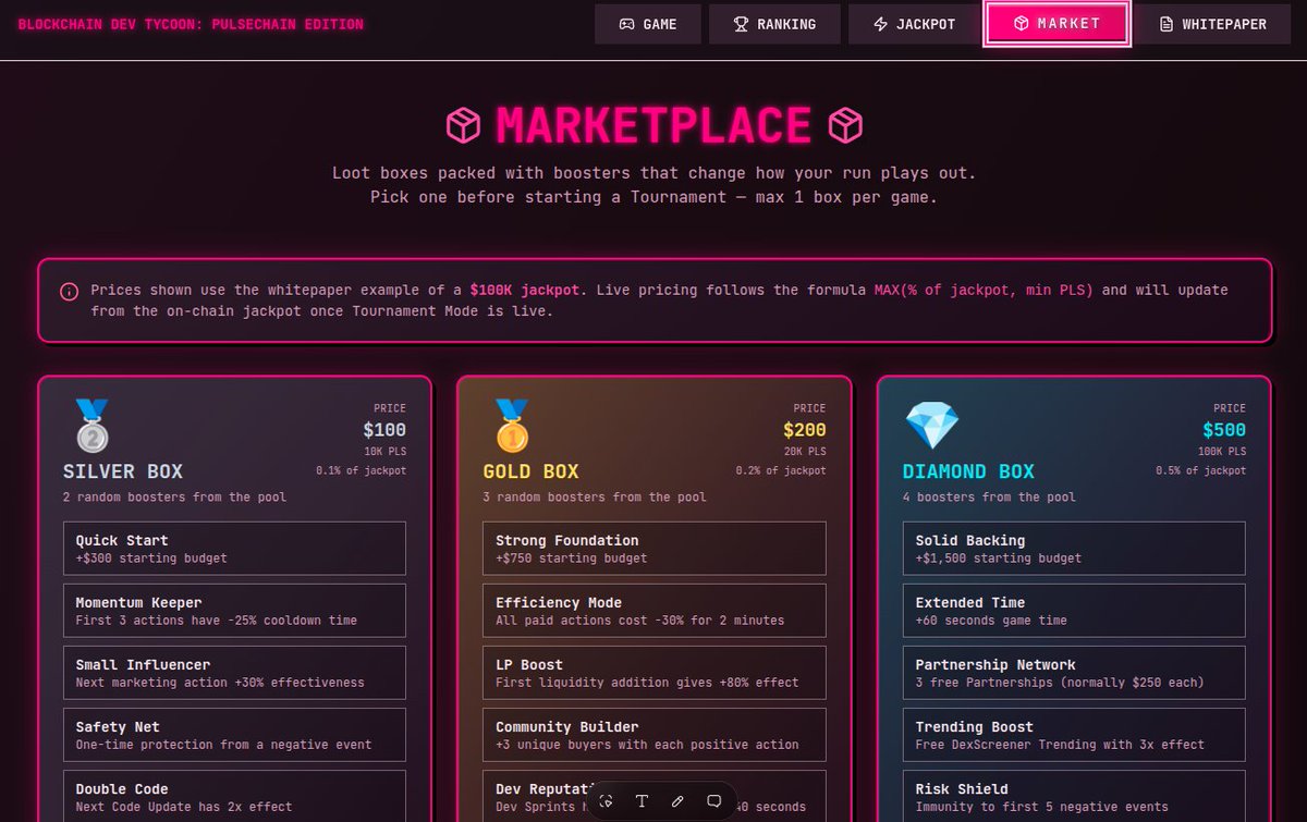 axeldefinance's tweet photo. 🎮 PulseChain Dev Simulator — V2 Beta incoming!

We've been building hard and the next chapter is almost here.

V2 Beta dropping soon:

🛒 In-game Marketplace
Buy, sell, and trade assets within the game

⚡ Additional Boosters
New ways to grow your token empire faster

But here's the big picture 👇

V2 Beta is just the stepping stone.

V3 will be fully connected to the blockchain — real transactions, real assets, real rewards on PulseChain.

This is where the game becomes something much bigger than a game.

If you haven't jumped into the current BETA yet, now is the time to get familiar before V2 drops.

👉 https://t.co/f1ydqhUVOV

Read the whitepaper:
https://t.co/FC1nI2xfse

The roadmap is clear. The build is real. Stay tuned. 🔥

#PulseChain #PLSX #PLS #HEX #DAI #Ethereum #USDT #L1