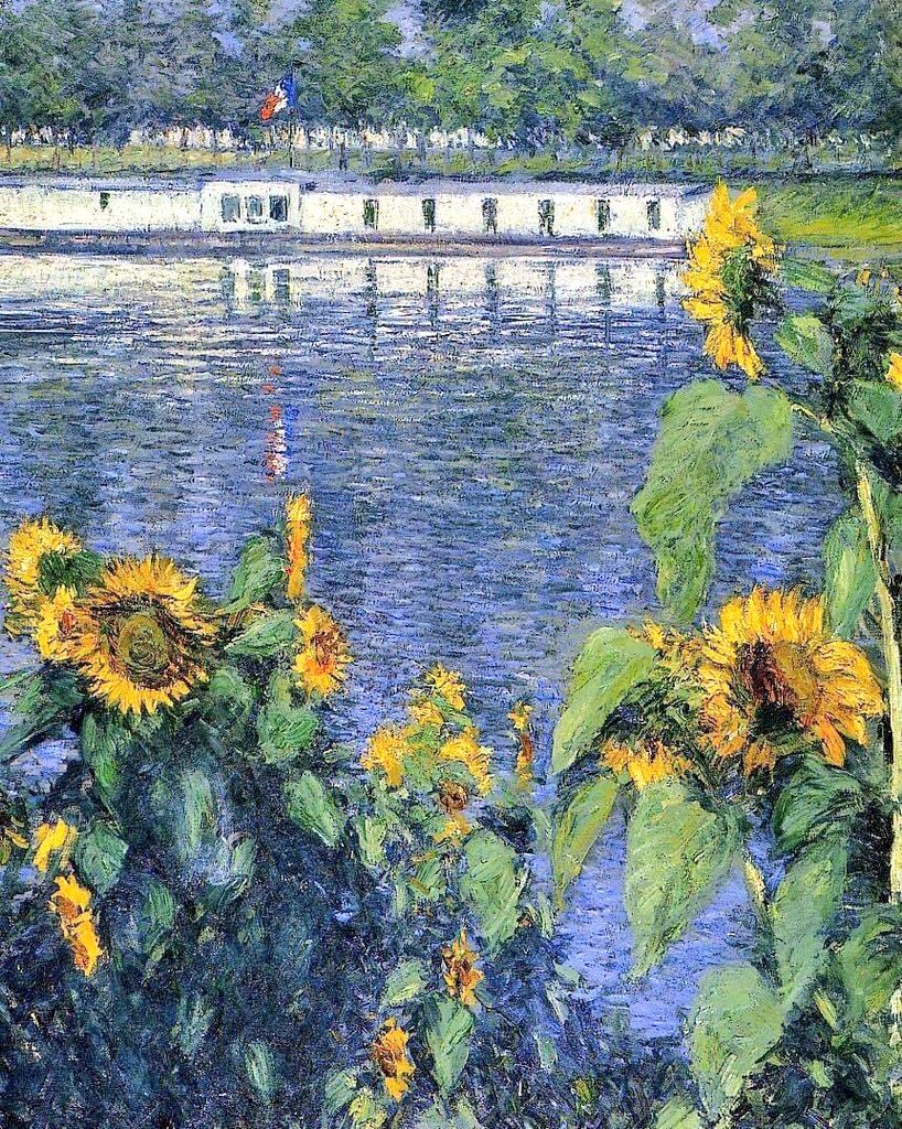 impression_ists's tweet photo. Gustave Caillebotte, Sunflowers on the Banks of the Seine https://t.co/a68wk6ZMl0