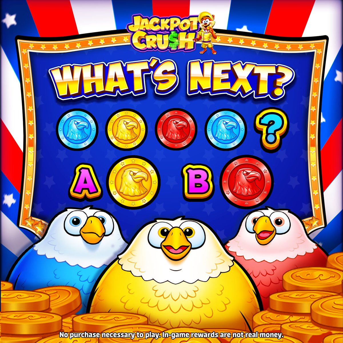 jackpot_crush's tweet photo. π§ Test your eagle eyes! π Which comes next in the sequence?
π Comment your Answer + Player ID below to enter today's Lucky Draw!
π° Grab your daily FREE COINS: https://t.co/emq5V0Mlg3
#JackpotCrush #BrainTeaser #FreeCoins #TeamRed #TeamBlue https://t.co/ildYUx5TPd