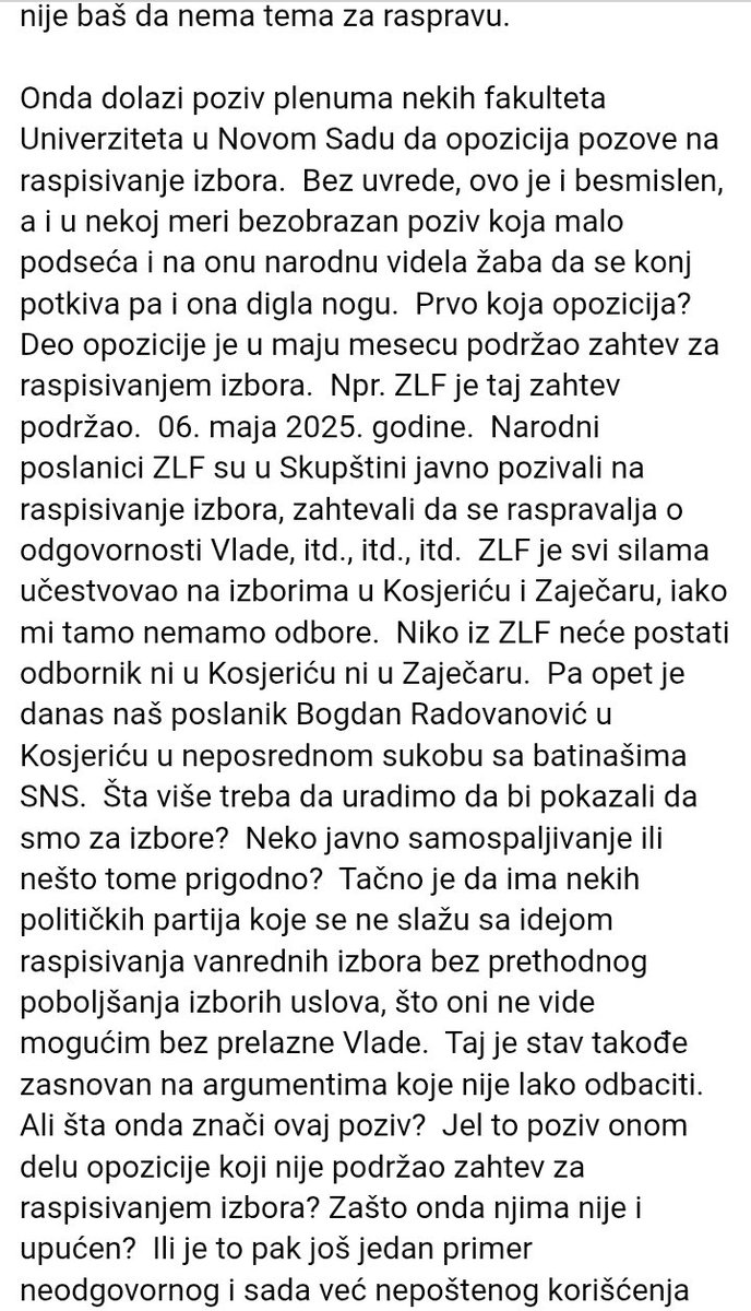 DinicRastislav's tweet photo. Pre tačno godinu dana, moj partijski kolega @SvetislavKosti2 napisao je ovaj status u kojem poziva na razgovor i medjusobno uvažavanje svih učesnika antirežimskog fronta. Izuzetno aktuelno i danas, obavezno pročitajte.

https://t.co/N547Y2HEyG https://t.co/gZXmsfMb14