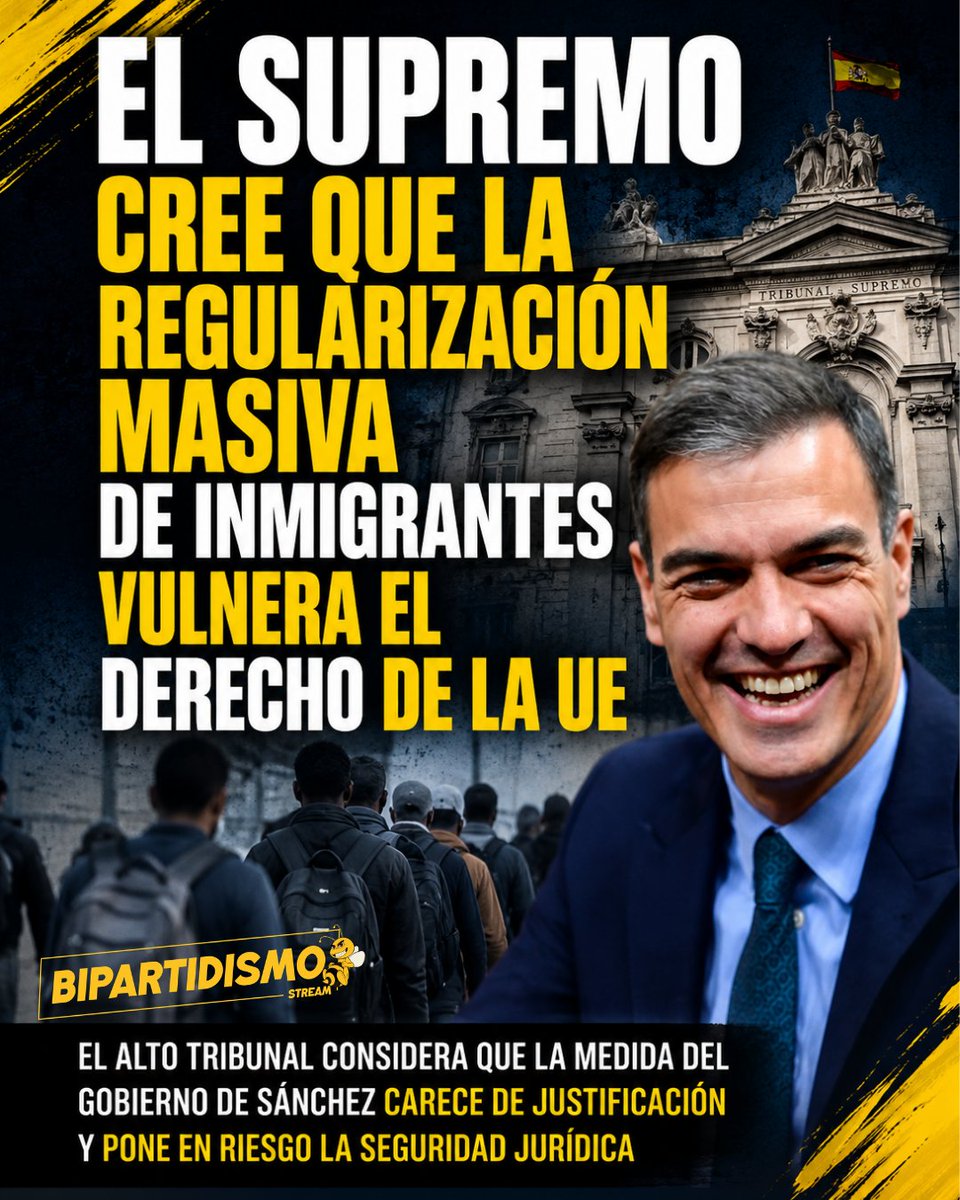 Bipartidismo_'s tweet photo. 🔴 El Supremo cree que la regularización masiva de inmigrantes vulnera el derecho de la UE. https://t.co/uoa1KF7J2S