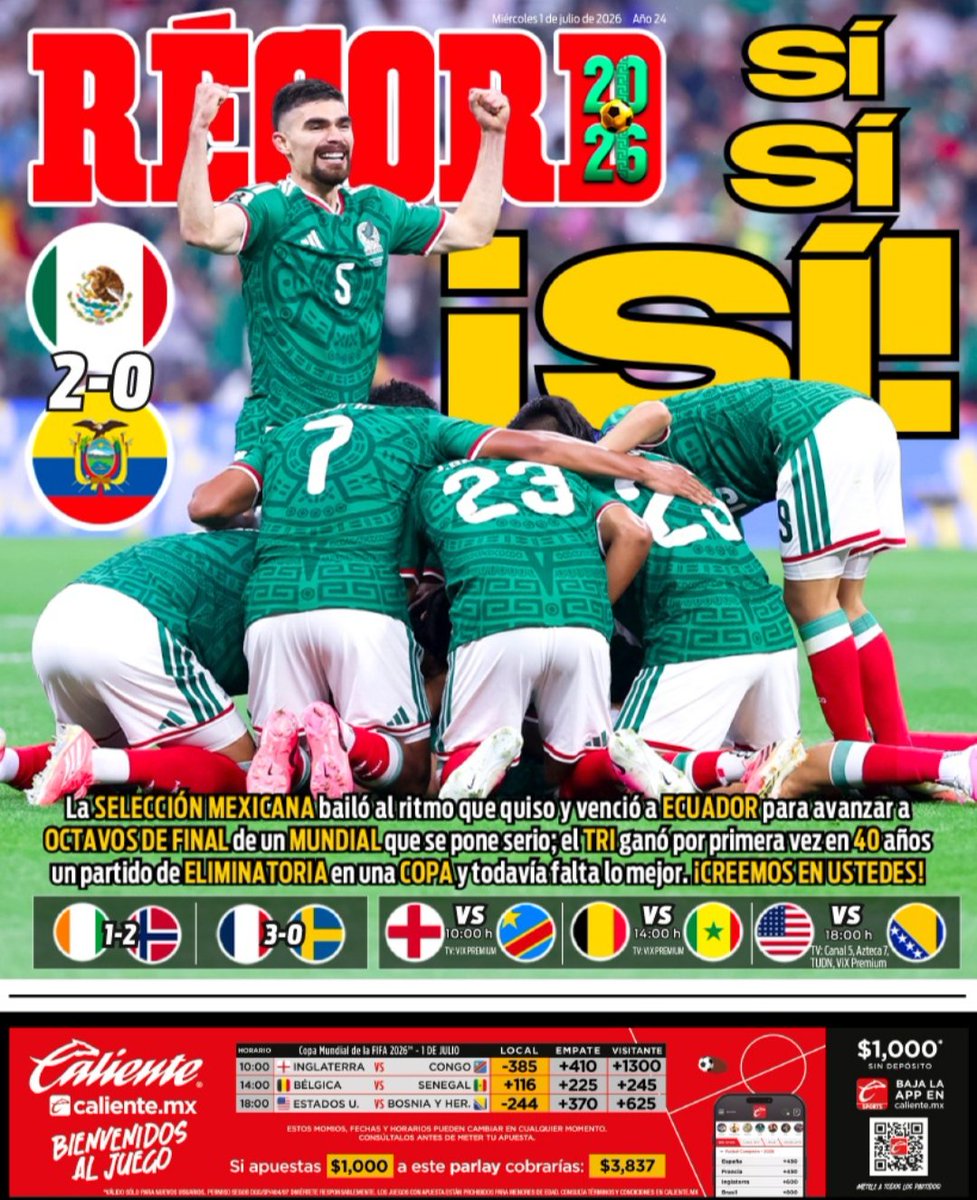 Rene_Tovar's tweet photo. Es verdad que quienes crecimos en las derrotas de la Selección Nacional vemos difícil volver a creer en un equipo mexicano, porque solemos llevarnos al final del día decepción tras decepción. Esa ha sido la historia. Este México es diferente. Lo veo entregado, concentrado y ambicioso de romper todas las barreras posibles que tanto le hemos puesto los medios. Es un equipo que brinda la esperanza de que, si muere, morirá con todo y no habrá reproches, porque es lo mínimo que pedimos en la cancha. No sé en qué lugar va a quedar la Selección, lo que sí sé es que nos han dado a los mexicanos un pago de lo que hemos sufrido a través de los años. Es verdad que en México hay mucho por crecer, pero también es real que nos enseñan a creer y apostar por lo que somos y queremos hacer. Enhorabuena a la Selección, que nos enseña que el "Sí se puede" ya fue superado y que el "¿Y si sí...?" va en camino a ser también una anécdota. Felicidades, Selección. Enhorabuena a todos los que presenciamos un cambio importante en la actitud de un equipo que siempre ha aspirado a ser grande y está en ese proceso. ¡Bravo, México! ¡Bravo! 👏🏼👏🏼👏🏼👏🏼👏🏼👏🏼 @record_mexico