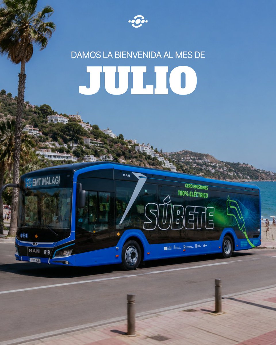 EMT_Malaga's tweet photo. ¡Damos la bienvenida al mes de julio! 🌊☀️🚌

¡Ya está aquí uno de los meses más esperados del año! 👋 
En la #EMT estamos listos para acompañarte en cada trayecto y llevarte a disfrutar al máximo del verano en Málaga 💙 https://t.co/iUYMDcNPmT