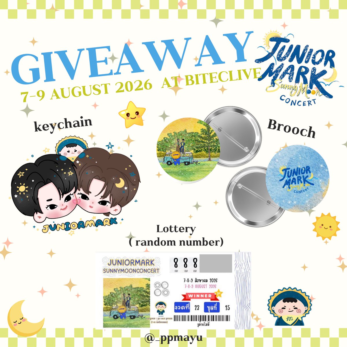 _ppmayu's tweet photo. Giveaway JuniorMark Concert 🌞🌙

🗓️ : 7,8,9 Aug 2026
📍: Bitec Live
⏰ : TBA

🏛️ สถานที่แจกรอติดตามใน x นะคะ
Exchang Pls DM & Follower Me
ขอแลกคนละ 1 อย่างก่อนน๊า อยากให้ทั่วถึงงับ แจ้งได้เลยอยากได้อันไหน✨

ขอบคุณรูปสวยๆจากคุณ @bbbittersweettt 🫶🏻

#JuniorMarkConcert
#JuniorMarkSunnyMoonConcert 
#Markjrtn 
#junniorrs
