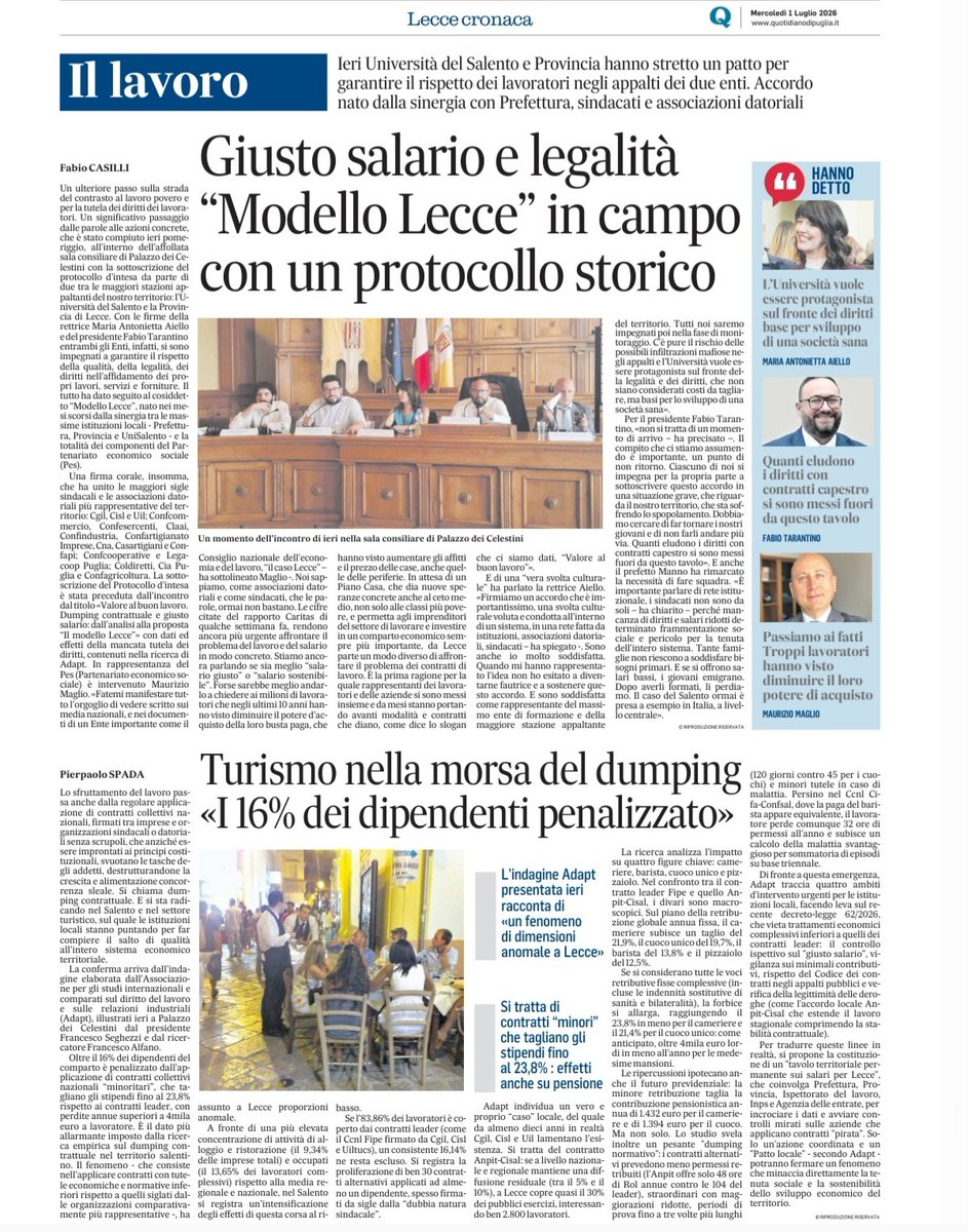 CislLecce's tweet photo. #01luglio "Valore al Buon Lavoro" - Dumping contrattuale e giusto salario: dall'analisi alla proposta "Il modello Lecce". Con Prefettura di #Lecce, @LecceProvincia e @unisalento.
https://t.co/J6wg3oapGt
 https://t.co/qngE285qjl
 https://t.co/CTfZxA7xST
 https://t.co/ee4I9eeJGZ https://t.co/VWTnfT99ST