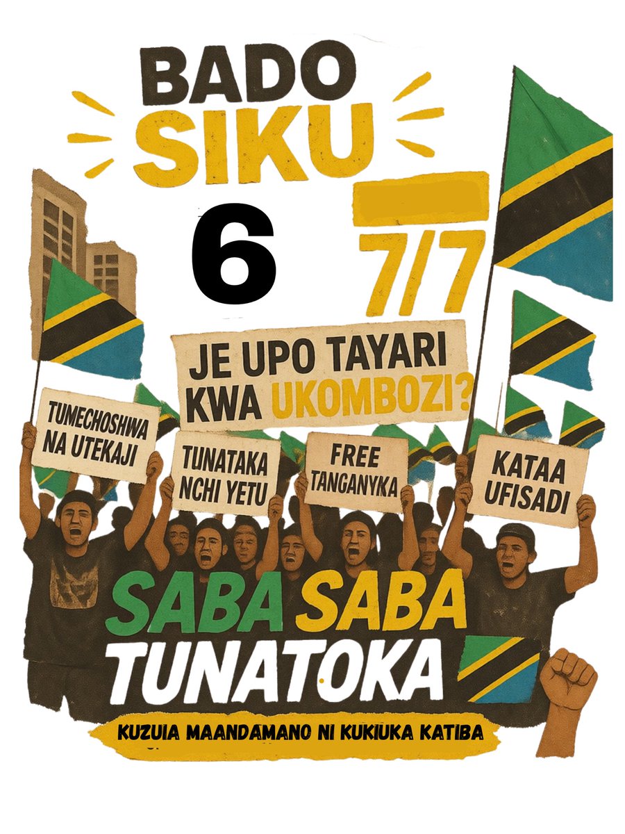MariaSTsehai's tweet photo. Kuzuia maandamano ni kukiuka
katiba 👊🏽🔥

Wanaotoa matamko ya kuzuia maandamano wahojiwe na polisi kwa nini wanatishia raia wasitumie haki yao kikatiba! 
Bado siku 6‼️#Sabasaba loading
#77Tunatoka #SamiaMustGo https://t.co/uZxG08DvmB