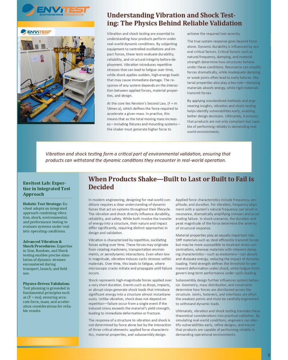 envitestlab's tweet photo. A product's lifecycle doesn't stop after production—it begins there.

Every thermal cycle, vibration event, humidity change, and environmental exposure gradually influences performance. 
#EnvironmentalTesting #ProductValidation #DurabilityTesting #EngineeringExcellence #Envitest https://t.co/VwUgqolvsl