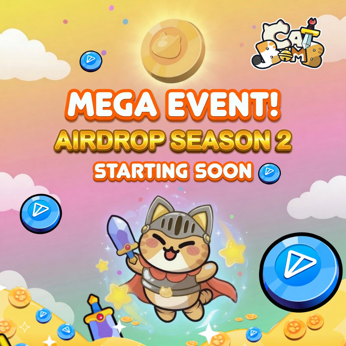 catbomb_society's tweet photo. 🎊 Airdrop Season 2 🎊
🏆 Is about to begin!
📍 Are you guys ready?! ~
.
Playnow: https://t.co/FL45bicnjz
🚀 Join our community :
👉 Telegram: https://t.co/8rWaHAZHmD
👉 YouTube: https://t.co/Tsk8kPn28S
👉 X: https://t.co/hl6A2OanTG
#CATBOMB #TON #NFT https://t.co/kUWfByIDgu