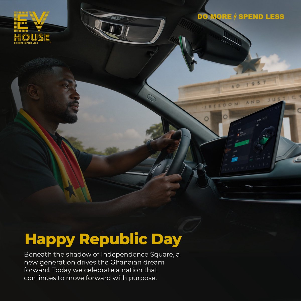 EVHouseltd's tweet photo. 🇬🇭 Happy Republic Day, Ghana! 🇬🇭
Today, we celebrate the resilience, unity, and progress that define our nation. As Ghana continues to move forward, so does the future of mobility.
At EV House LTD, we're proud to be part of Ghana's journey toward a cleaner and smarter future. https://t.co/sZBZ4dxqMf