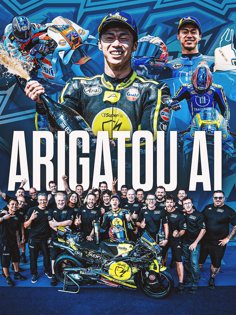 TrackhouseMoto's tweet photo. Trackhouse values deeply the work Ai Ogura has put in over the past year and a half on our SuperFile and Gulf Aprilia’s.  We wish him the best of luck in the years ahead but, until then, we have a championship to chase in 2026!

#Trackhouse #AiOgura #MotoGP https://t.co/OK8ERVDsLt