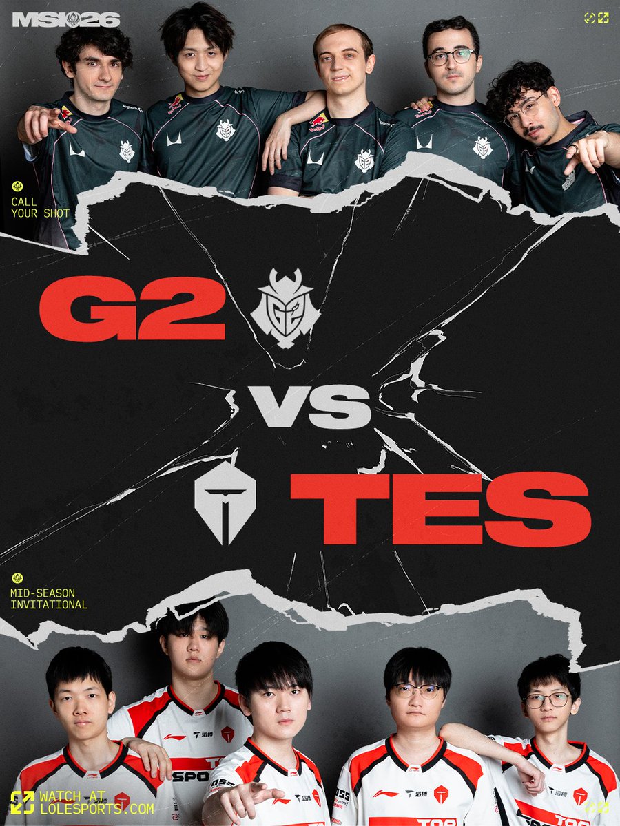 lolesports's tweet photo. #MSI2026 BRACKET STAGE ROUND 1 MATCHUP:

@G2League versus @TOP_Esports_! https://t.co/2L6wm7mIrV