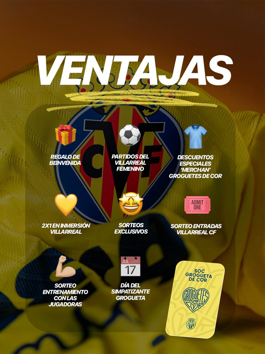 CVFFemenino's tweet photo. 🙂 ¿Quieres formar parte de la FAMILIA GROGUETA?

¡Hazte con el Carnet de Simpatizante 'Groguetes de Cor' y disfruta de una gran cantidad de ventajas increíbles! 💛

A la venta ya: https://t.co/SbfjpBIcp6 https://t.co/oO9SDYg6sc