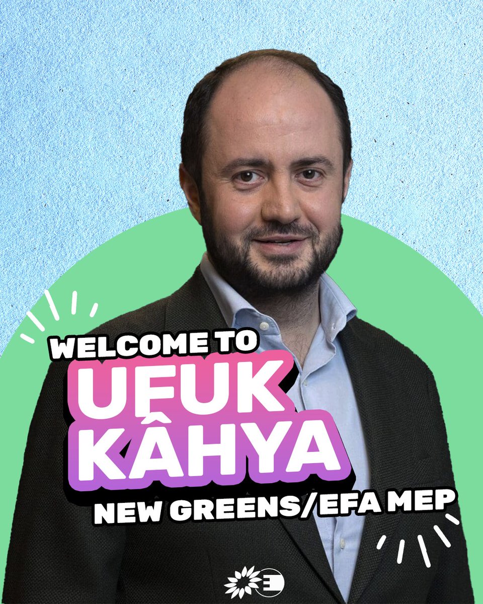 GreensEFA's tweet photo. A warm welcome to Ufuk Kahya, our new MEP from the Netherlands.

‘Joy is resistance’, he says, and we couldn’t agree more.

Thrilled to have your energy and passion in the Greens/EFA Group.

Let’s keep fighting for a just, green future together! https://t.co/MnCyeziSIa