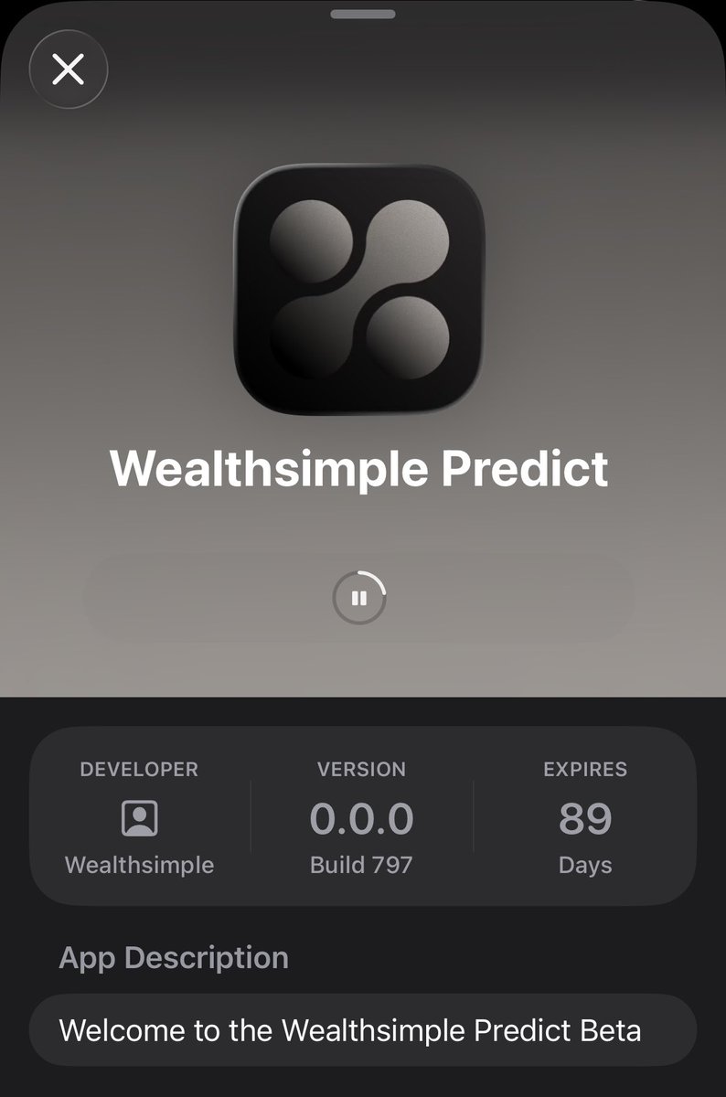 riceeyfn's tweet photo. Got invited to early access wealthsimple predict beta as a tester. excited to see what can come. https://t.co/nkOgFa3GQU