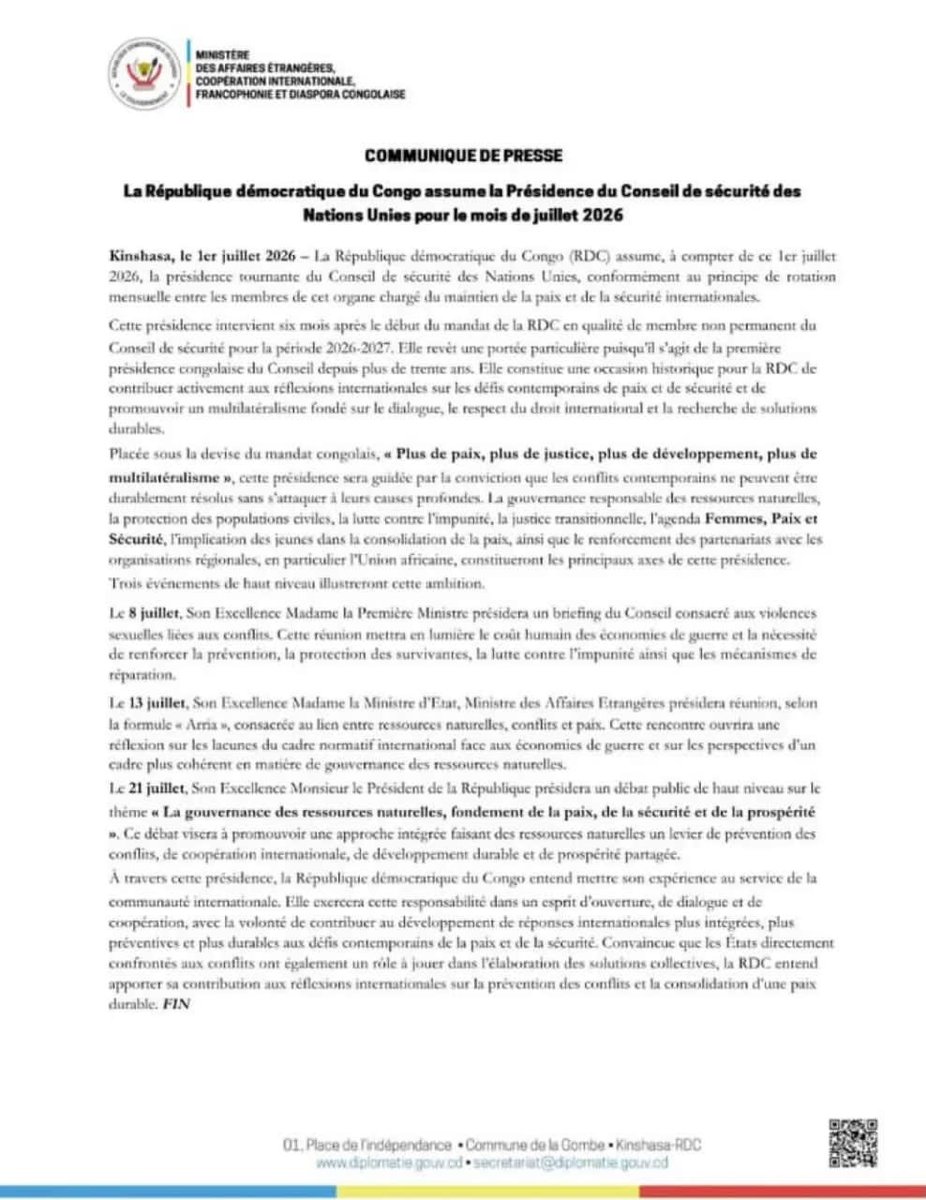 mulikuza_jordan's tweet photo. ‼️🔴‼️#ONU : la #RDC prend la présidence de conseil de sécurité des nations unies  pour le #mois de juillet 2026, c'est un bon moment de décider sur ce petit pays le #RWANDA🇷🇼 https://t.co/zXEspqADRY