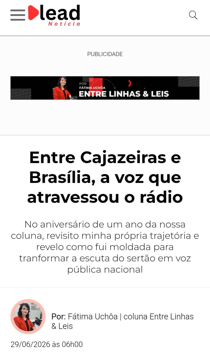 UchoaJournalist's tweet photo. No aniversário de 1 ano do portal de notícias @leadnoticia  e da nossa coluna mensal Entre Linhas &amp; Leis, atendi ao pedido de um leitor para contar um pouco da minha trajetória e como é a rotina de fazer parte d'A Voz do Brasil.
@leadnoticia https://t.co/lKR0ikj6aK