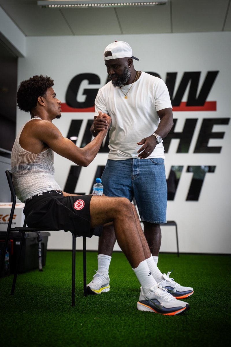 OtiAdjei's tweet photo. A father's pride: Razak Pimpong and son Malik Razak Engholm Pimpong during the signing and medical of the 18 year old after he joined Eintracht Frankfurt 

Pimpong, a former Ghana international was in Ghana’s squad for the 2006 world cup 20 years ago and started the final group game against USA