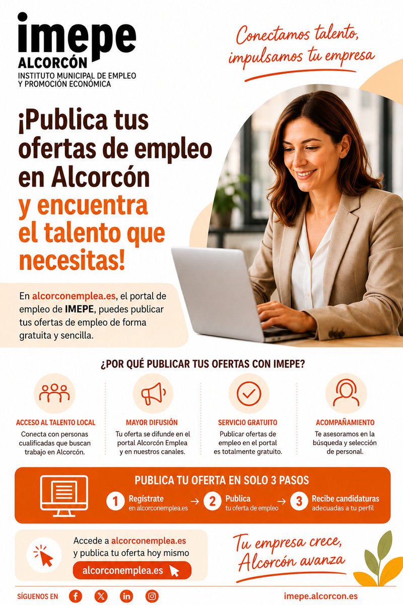 ImepeAlcorcon's tweet photo. ¿Su #empresa está buscando personal?🏭🏢
En nuestra Agencia de Colocación "Alcorcón Emplea" le ayudamos:
✅Nos ajustamos al perfil solicitado
✅Realizamos su preselección
✅Le derivamos a su empresa
Toda la información en https://t.co/SFOAaP4lrZ 
o llámenos al ☎️916648415 https://t.co/SNE3yf38lW