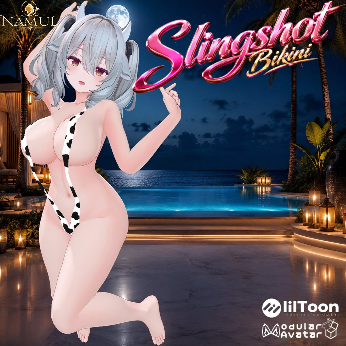 namul_vgames's tweet photo. 💎 Slingshot Bikini 5 Avatar Update 💎
🎁 Full Package Release RT EVENT 🎁

Slingshot Bikini が5アバター対応になりました✨
対応アバター
　Shinano / Sio / Manuka / Milltina / Milfy

🔗BOOTH
https://t.co/wz8D6A4Bqs
────────────────────
Full Package追加記念として、
抽選で5名様に Full Pack をプレゼントします💝
BOOTHの♥が100件を超えるごとに
当選者を+1名ずつ追加します✨

フォローとRTで参加可能です

当選者の方には後日DMでご連絡します💌
ぜひRTで応援していただけると嬉しいです✨

期限：7/7まで

#VRChat #BOOTH #VRChat衣装 #slingshot #スリングショットビキニ
#Shinano #Sio #Manuka #Milltina #Milfy