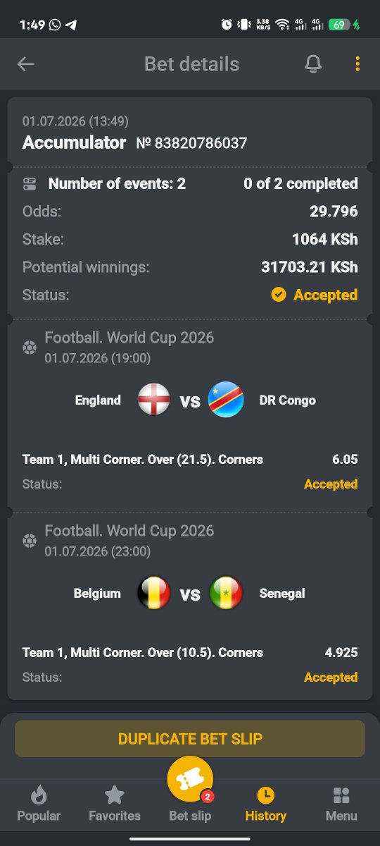 Nyakwar_pesah's tweet photo. World cup multicorners 🍶🔥

This market is just top 🎩 

Booking code-Y5GTS

Play on #Betandyou - https://t.co/r8v6jEyPPL

Use promocode-owinoh 

Download app ➡️ https://t.co/cIaxNWn2Ph

(+Get 35,000kes bonus on your first deposit 🎁)
No taxes✅ https://t.co/7nNKKwwzAy