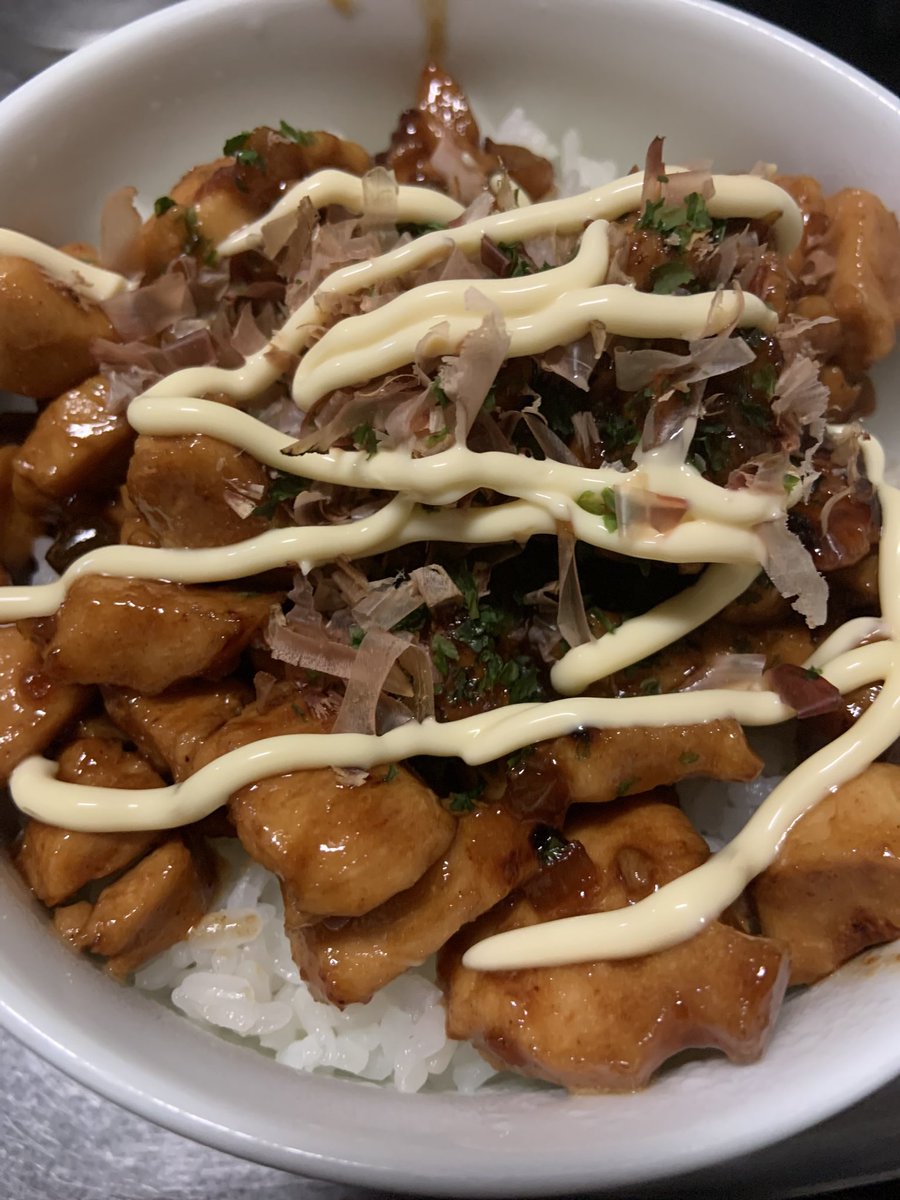 Justeproject's tweet photo. とりマヨ丼作ってみた😁👍✨✨✨

#夕食　#料理 https://t.co/cF89EF13SQ