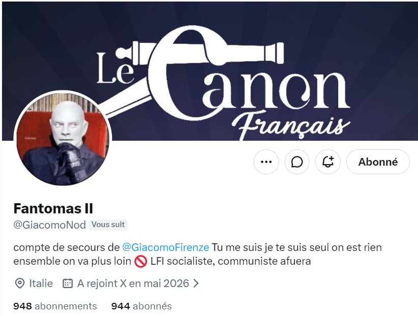 NapoLeon1226391's tweet photo. Notre ami Fantomas s'étant fait pirater son compte principal, merci de le rejoindre massivement ici : @GiacomoNod afin qu'il retrouve sa visibilité.
Il compte sur vous, moi aussi. https://t.co/XMpsatB89i