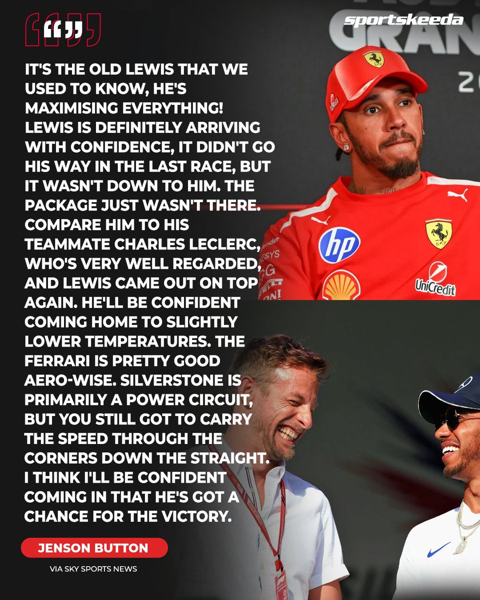 SKPitStop's tweet photo. Jenson Button on Lewis Hamilton's chances at the British GP. 🇬🇧
#F1 #LewisHamilton #JensonButton https://t.co/NRpCLDjNye