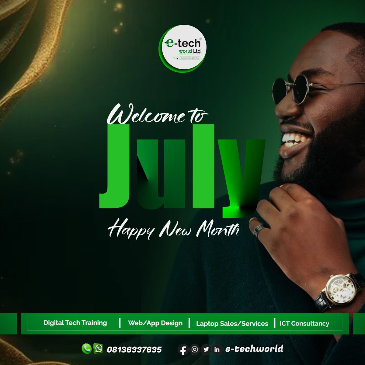 etechworld's tweet photo. Welcome to Month of JULY ... It's our Month of Perfection in all things. ....Dont Forget, E-techworld Ltd is your right plug in Tech-World....(TRAINING &amp; MENTOR IN TECH CARIER, I.C.T CONSULTANCY)#itjobs#itcourses#python#onlinetraining#education#itcareer#cisco#coding#certification https://t.co/JrMVjdDwsk