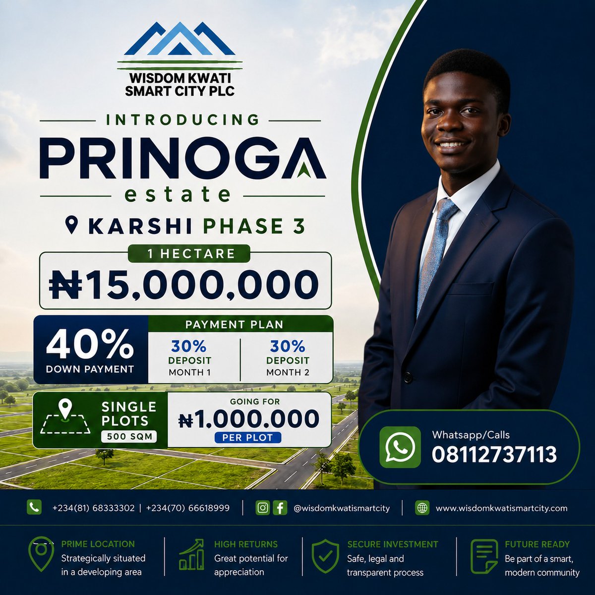 davidakporode's tweet photo. Invest Today. Prosper Tomorrow. 
Own a piece of the future at PRINOGA Estate, Karshi Phase 3—where smart investment meets exceptional value.
1 Hectare – ₦15,000,000
500 SQM Plots – ₦1,000,000 per plot
Flexible Payment Plan:
40% Down Payment
30% (Month 1)
30% (Month 2) https://t.co/BYLzSJ3jrJ