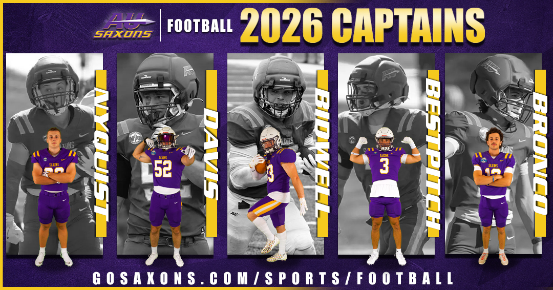 AUSaxons's tweet photo. FB | Every great team begins with great leadership. Meet our 2026 Alfred University football captains! 🏈 Stay tuned as we introduce the rest of our Saxons captains throughout the summer! #GoSaxons @AUSaxonFootball https://t.co/QwUCVxFXMZ