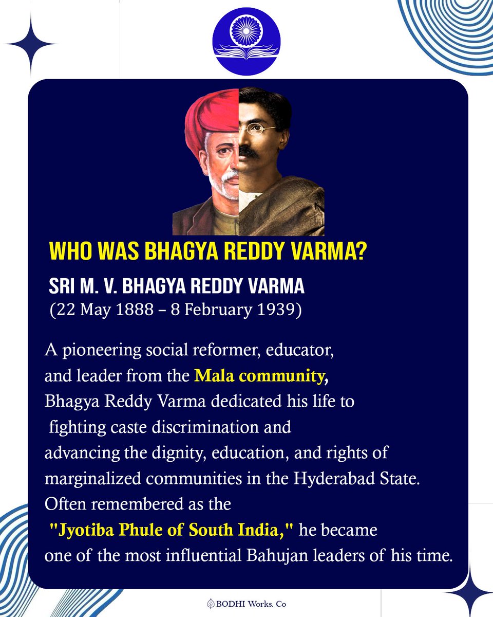 BARC_HYD's tweet photo. Part 1 begins with the life and journey of Bhagya Reddy Varma, remembered as the Mahatma Jyotirao Phule of South India. Explore his early life, the story behind his name, and the vision that shaped a historic Bahujan movement.
#BhagyaReddyVarma #JaiBhim 💙 https://t.co/hOA1dMRbnU