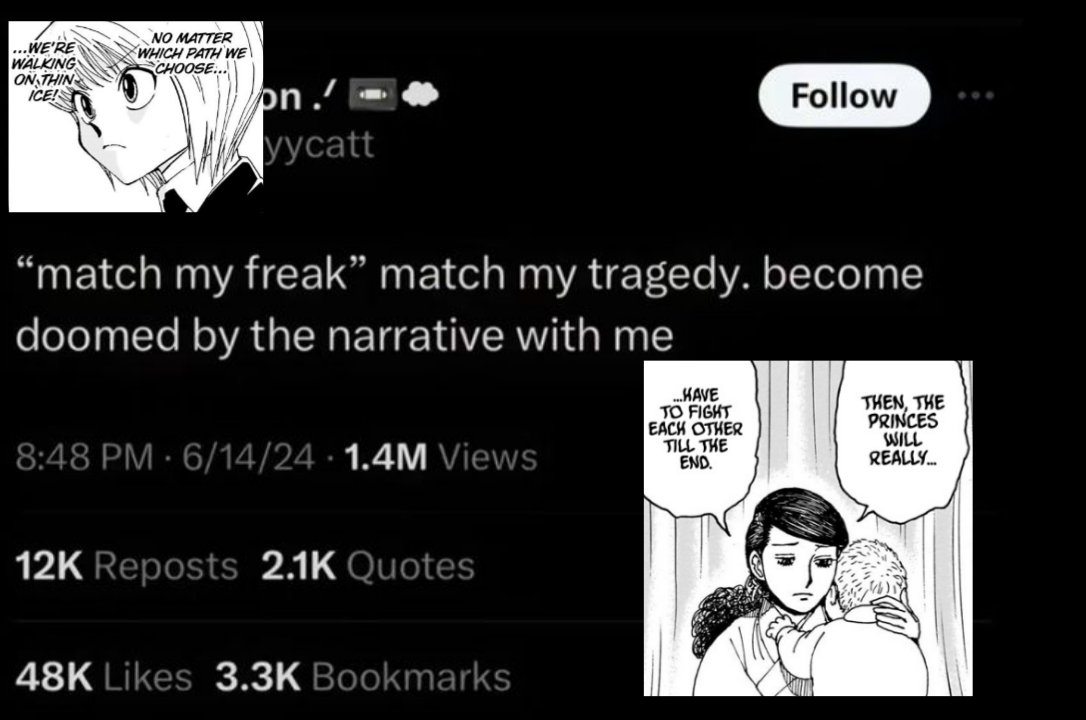 falsebas4o8's tweet photo. Probably the big reason why I like Kurapika &amp; Oito dynamic so much. Don't we all love when two tragic characters find hope and strength in each other to fight against fate? Unintentionally or intentionally helping the other while becoming their support system? https://t.co/XReZSrdFpE