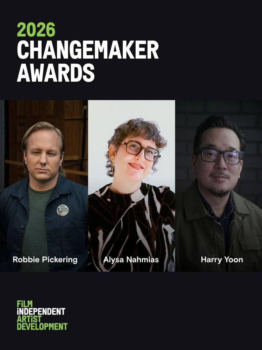 filmindependent's tweet photo. Announcing the 2026 Film Independent Changemakers: filmmakers Alysa Nahmias (‘Cookie Queens’) and Robbie Pickering (‘Gaslit’) and editor Harry Yoon (‘Michael’)! 🎉
These #FiFellows showcase the lasting impact of Film Independent's Artist Development programs. Join us as we honor them at our Artist Development Showcase on JUL 21. Learn more:
📸: Robbie Pickering by Hilary Bronwyn Gayle, Alysa Nahmias by Sonny Valicenti, Harry Yoon by Jiwon Park
