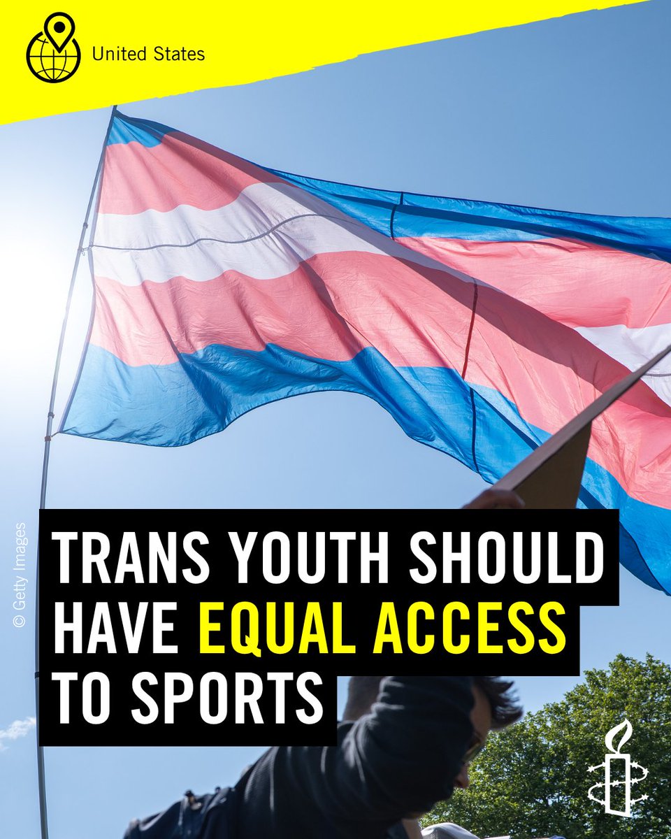 amnesty's tweet photo. In another setback for transgender people, the US Supreme Court ruled in favour of denying young transgender athletes the ability to participate in recreational activities with their friends and peers - simply due to their gender identity.

This decision, which comes amid rising authoritarian practises under Trump’s administration, feeds into growing efforts to legalise discrimination against transgender people - but they have a human right to the same opportunities as their cisgender peers. We are united with the athletes harmed by this devastating decision. They must not be forced from existence.