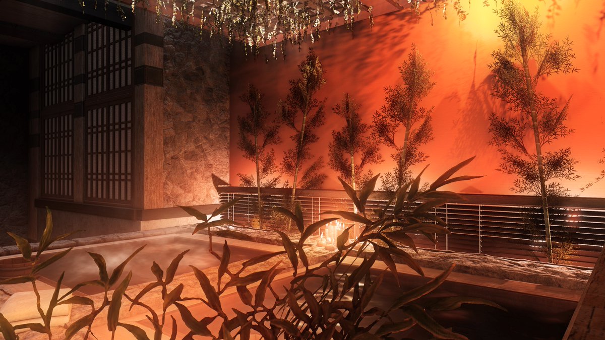 parkerthonhart's tweet photo. 「楢」Nara [L]

A 2 floor modern eastern-themed ryokan with bar, onsen, theatre stage, and cozy nook; wrapped up in a warm, sunset hue.

Photos (+ sunset propaganda) by: @SKDXIV

https://t.co/Do0khsbhBD

#ffxivhousing #ff14housing #FF14ハウジング #hgxiv #HousingEden https://t.co/qr3hdRO0q6