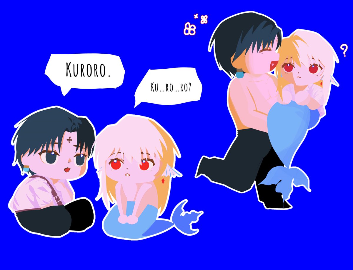 Vei_Vero's tweet photo. Krkr au pirate x mermaid 
You guys could actually have more than two chibi arts, but I'm too lazy to draw them all.
#kurokura https://t.co/i7WSjDuPNY