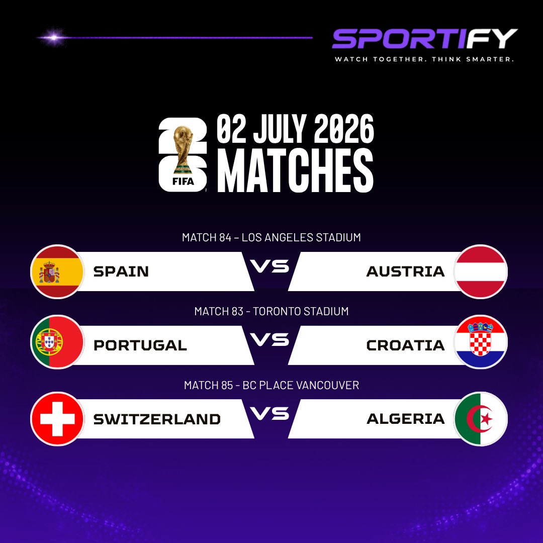 Sportifylive_io's tweet photo. Legends battle once more today. Catch all matches on Sportify!

#FIFA #WorldCup #WorldCup2026 #WorldCupSchedule #WorldCupSched #FIFAWorldCup https://t.co/uxuygV9q0I
