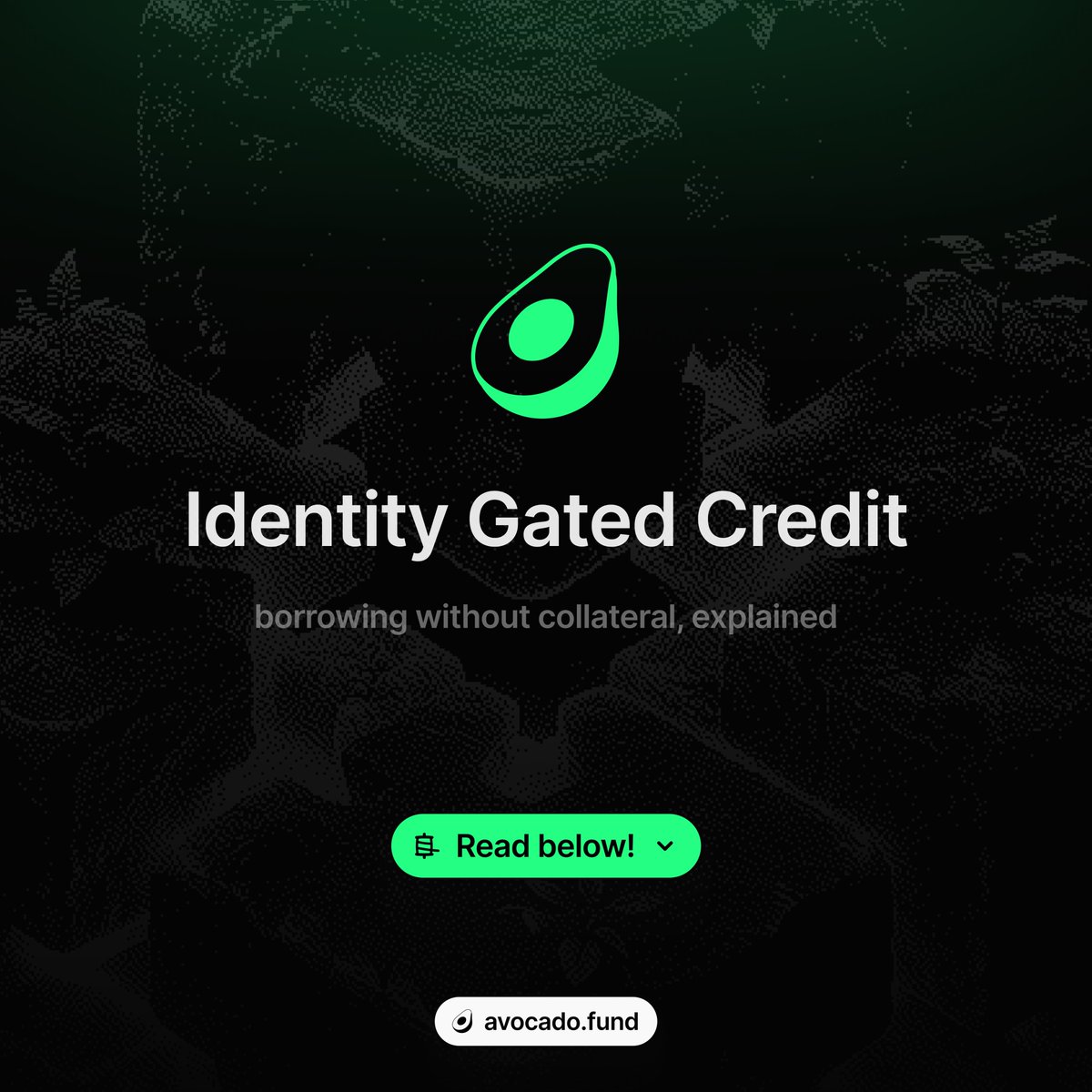_AvocadoFund's tweet photo. Most lending in crypto only lets you borrow against money you already have.

Identity-gated credit changes that. Here is how it works.🧵 https://t.co/pWxJzKMsNV