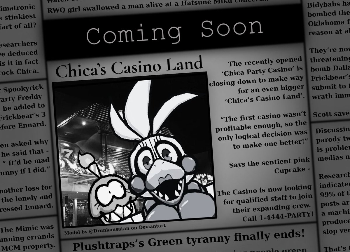 FuntimeChicaFB3's tweet photo. Me and @CupcakeNo1Fan (who made this ad) are working on something...

#fnaftwt #fivenightsatfrickbears #ChicasCasinoLand

(Frickbears Funtime Chica 3D Model by @/FunkiestBunny on twitter) https://t.co/GdntXYpVdi