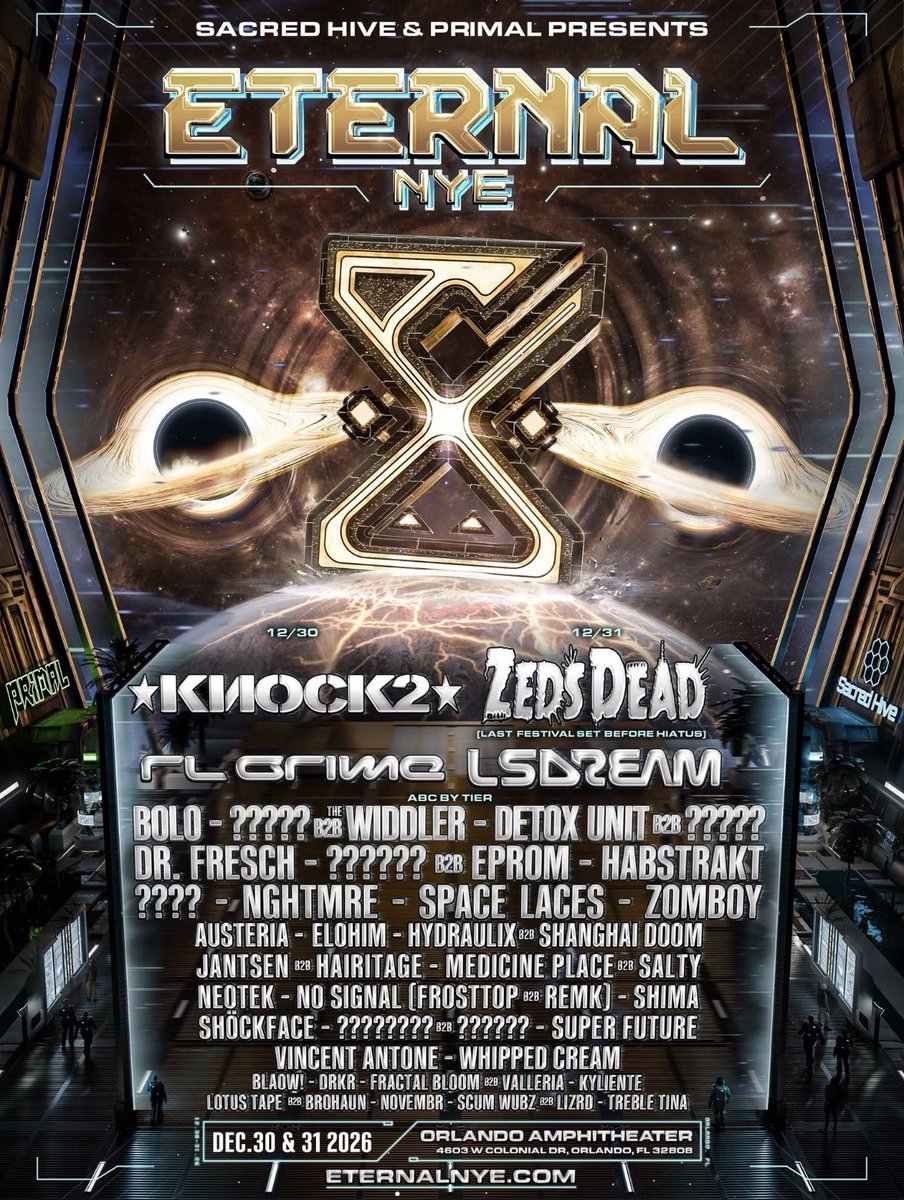 The_Widdler's tweet photo. Eternal NYE
Orlando, FL
12.30.26
B2B w/ ????? https://t.co/qvaoMt6peG