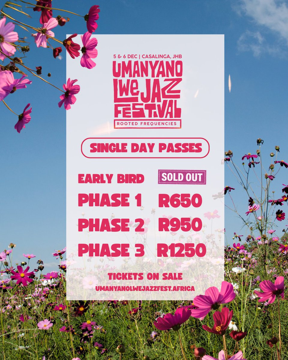 umanyanolwejazz's tweet photo. THE WORLD OF 𝐑𝐎𝐎𝐓𝐄𝐃(ƒ) CONTINUES TO UNFOLD! 🌺 

From 15 July, we will roll out MORE artists, collaborations &amp; special performances shaping this year’s edition.

If you've been thinking about joining us, now is a great time to secure your tickets!

🎟️https://t.co/DMHmwsf8FX https://t.co/EvYTAd5kod