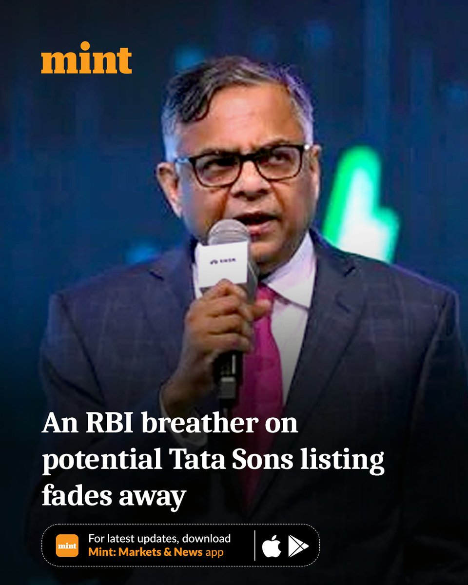 livemint's tweet photo. A week after raising hopes that Tata Sons Pvt. Ltd. could avoid a mandatory listing, the RBI inserted a key definition that was absent in its updated guidelines.

Now, a potential listing is dependent on the RBI's decision on Tata Sons' application to surrender its core investment company licence.

Read more: https://t.co/Lt1C9OQJrM

(@shayanghosh123 reports)